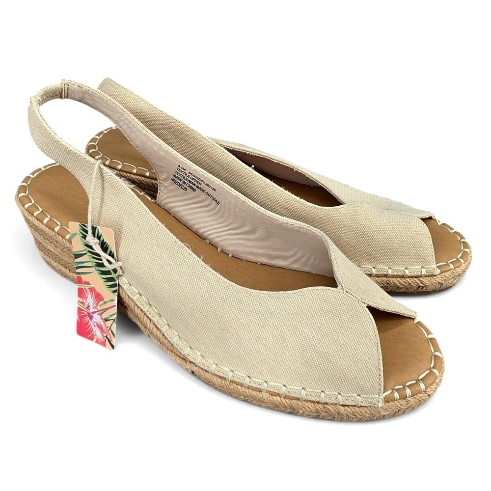 Tommy Bahama Desire Espadrille Wedge Sandals 8.5 Natural Slingback NWT Canvas